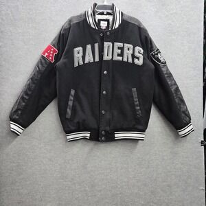 Oakland Raiders Men Jacket M Black Wool Embroidered NFL Varsity
